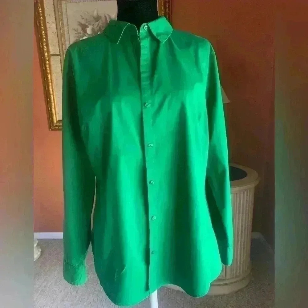 Worthington green long sleeve shirt size 14. H3